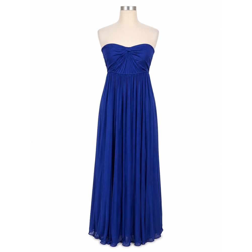 David's Bridal Royal Blue Strapless A-Line Chiffon Maxi Formal Gown 16